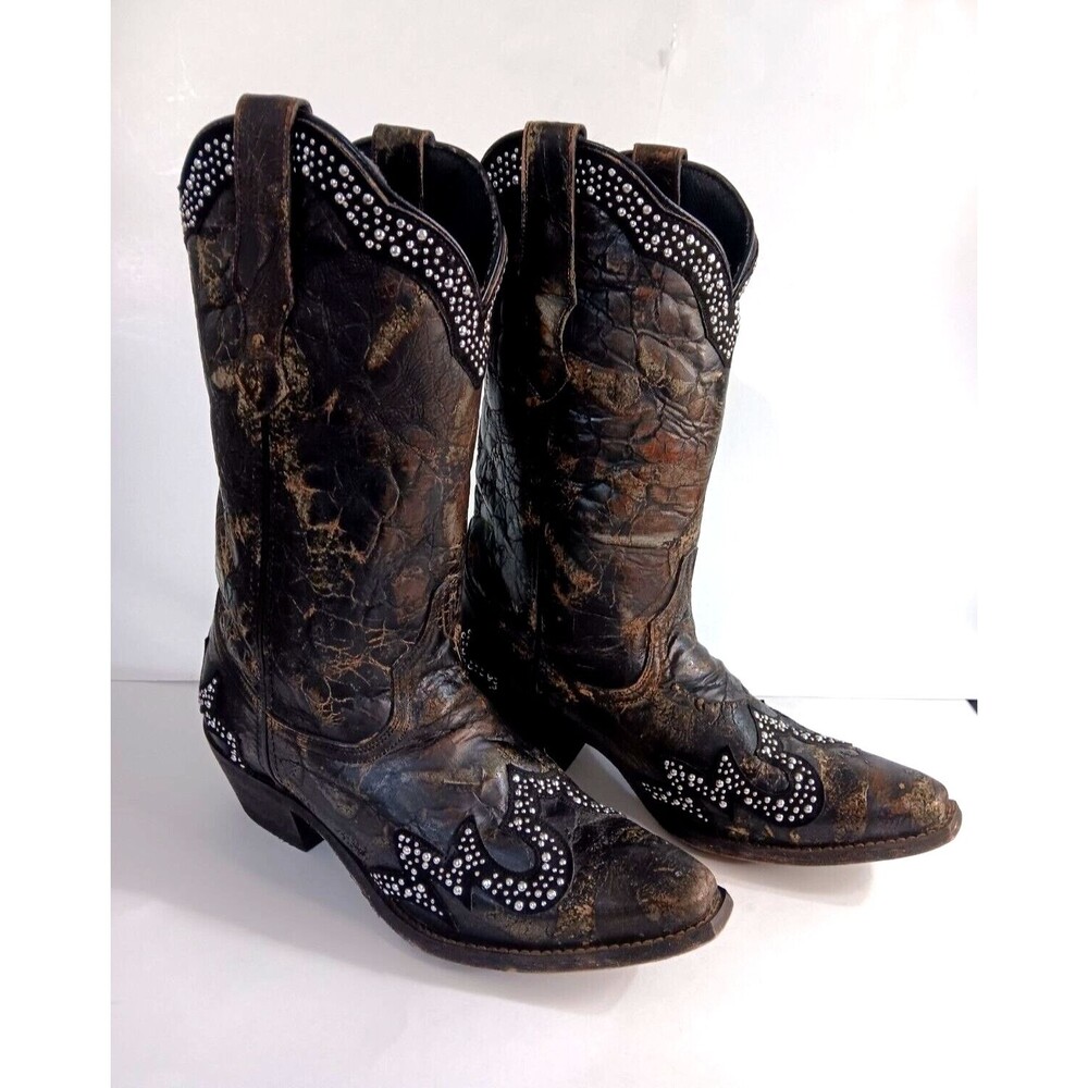 Laredo Brown Heeled Boots with Silver Accents